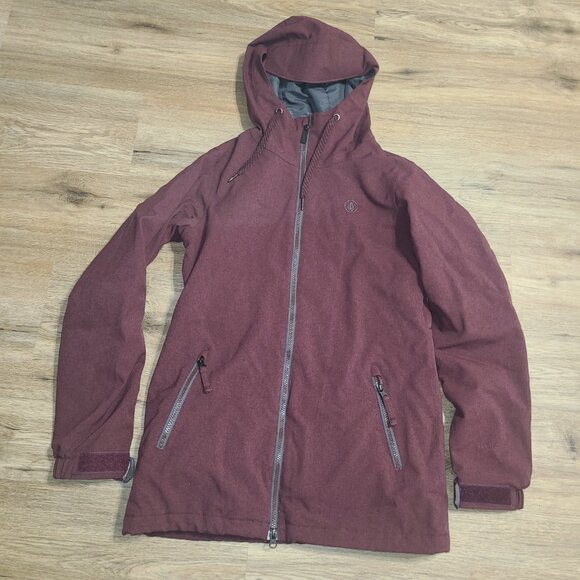 Volcom women S Long Zip Hooded Ski Snow Jacket Coat - Picture 1 of 8